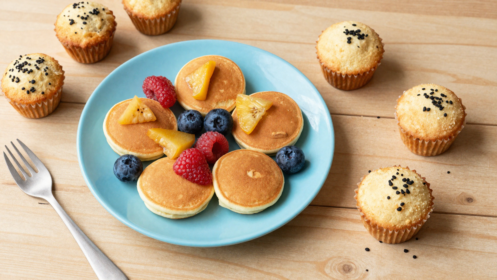 Colorful plate of healthy kid-friendly food