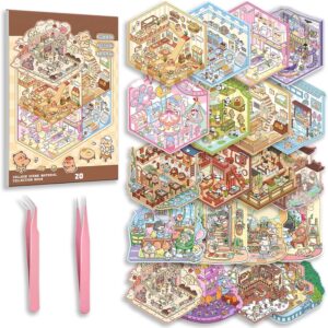 20 Sets DIY 3D Sticker Scene Collection Book for Kids Adults Cute Make Your Own Shop House Stickers…