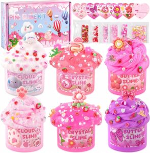 6 Pack Slimes, Pink Slime Kids, Cloud Slime kit for Girls Ages 8-12, Toys for Girls and Boys, for…