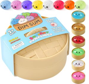 Dumpling Squishy Mystery Box, Random 1 of 14 Colors, Cute Squishy Dumpling Toy, Soft Stretchy…