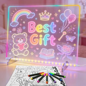 LED Note Board with 7 Colors, 13″x10″ Led Drawing Board for Kids, Light Up Dry Erase Boards with 7…