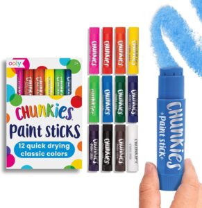 Ooly Chunkies 12 Mess Free Paint Sticks For Kids, Tempera Paint Sticks Kid Safe Colors, No Mess…