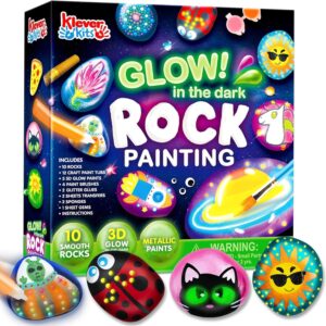 Rock Painting Kit- Glow in The Dark Rock Kit, Arts and Crafts for Kids Ages 6-12, Art Supplies Toy…