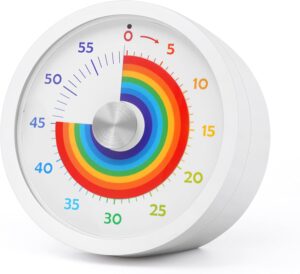Visual Timer, Kitchen Timer Rainbow Disk 60 Minute Countdown Timer for Kids and Adults, Silent Time…