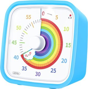 Visual Timer with Protective Case, Rainbow Disk 60 Minute Countdown Timer for Kids and Adults, Si…