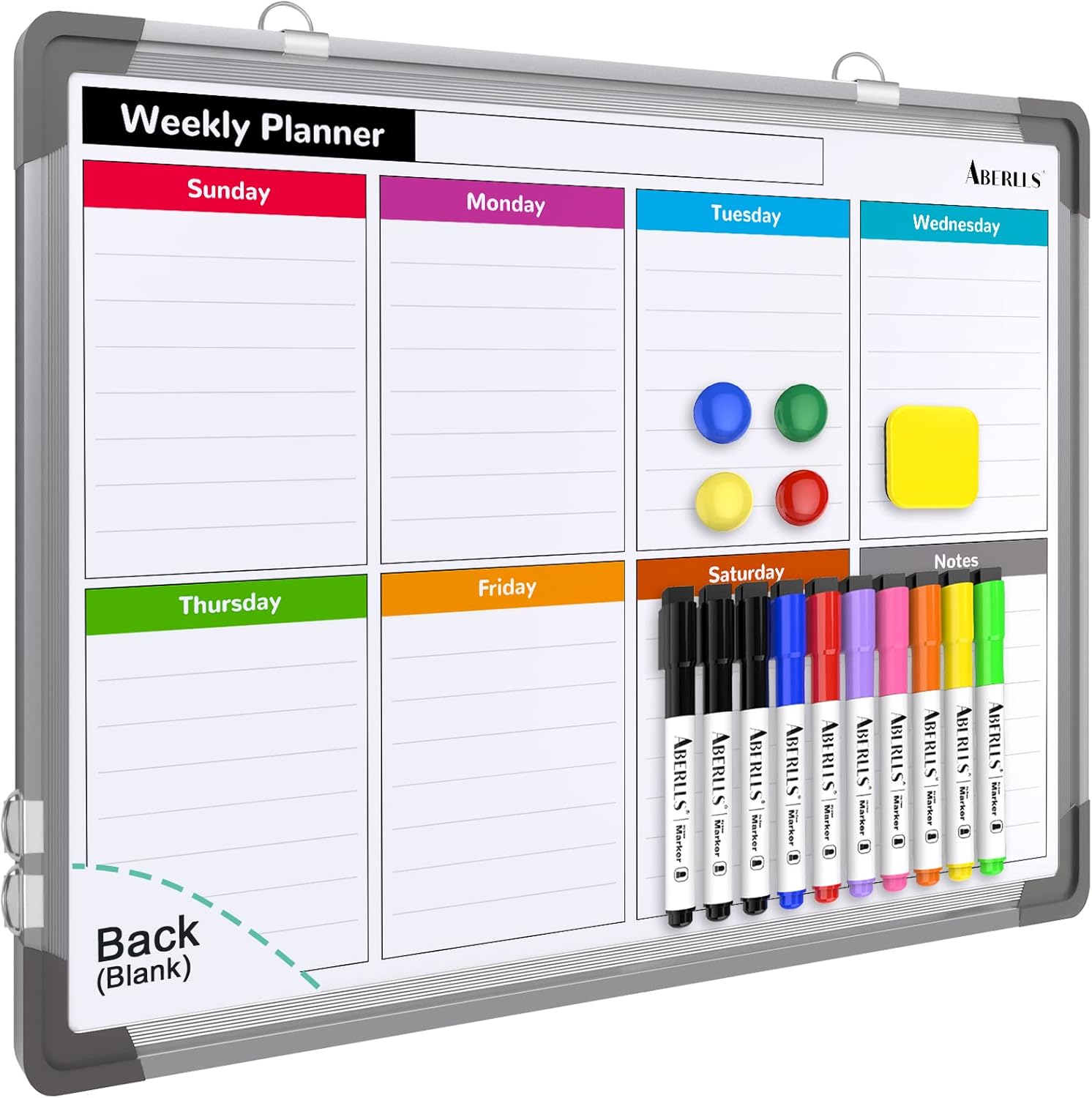 Weekly Calendar Whiteboard for Wall, 16×12 Inches Dry Erase Board, Small Magnetic White Board…