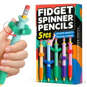 5 Pack Fidget Spinner Wooden Pencils