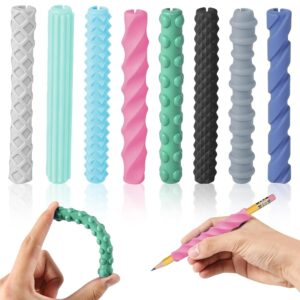 8-Pack Textured Silicone Pencil GripsSensory Fidget Sleeves for