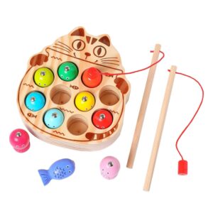 Montessori Magnetic Wooden Fishing Game for Toddlers 1-3 Years Old