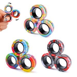 9Pcs Magnetic Rings Fidget Toys Adults Teens Boys ADHD Anxiety