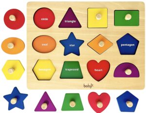 Dailyfunn Montessori Toy Shape Peg Puzzles Baby Puzzle 12-18-24