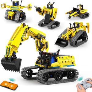 LECPOP 5-in-1 STEM Building Block Kit RC Robot Excavator Toys for