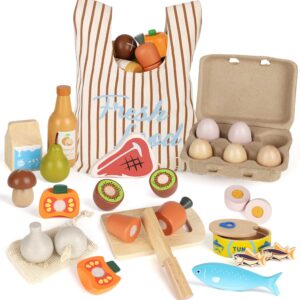 Lehoo Castle Wooden Play Food Sets for Kids Kitchen