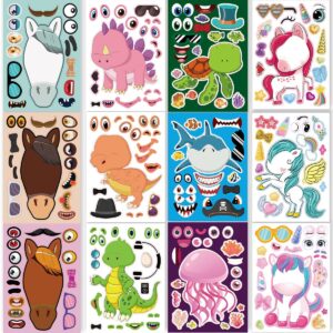 24 Sheets Make a Face Stickers for Kids Toddlers Party Favors