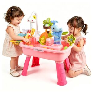 Upgraded Toddler Sand Water Table Toy with Electric Water Pump