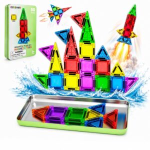 Mini Magnetic Tiles 50PCS Travel Magnetic Building Blocks for Kids