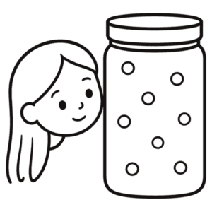 Child with long hair watching glitter settle in a jar, the watch step of the calm down corner poster