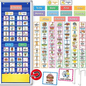 Torlam Visual Schedule for Kid Chore Chart Pocket Charts