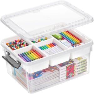 Citylife 17QT Clear Craft Organizers and Storage Box with Removable