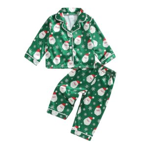 fyclemt Toddler Boy Girl Christmas Pajamas Santa Plaid Long Sleeve