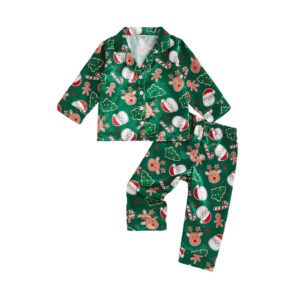 Kavousa Christmas Toddler Baby Girl Boy Silk Satin Pajamas Set
