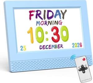 Kids Digital Alarm Clock with Voice Scene Reminders, 7 Eye-Caring Display