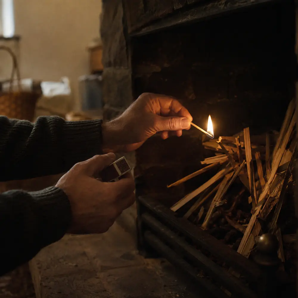A match being struck to light a candle