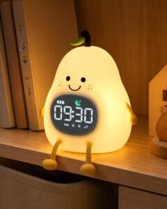 Yiliaw Pear Alarm Clock with Night Light for Kids, Ok to Wake Clock